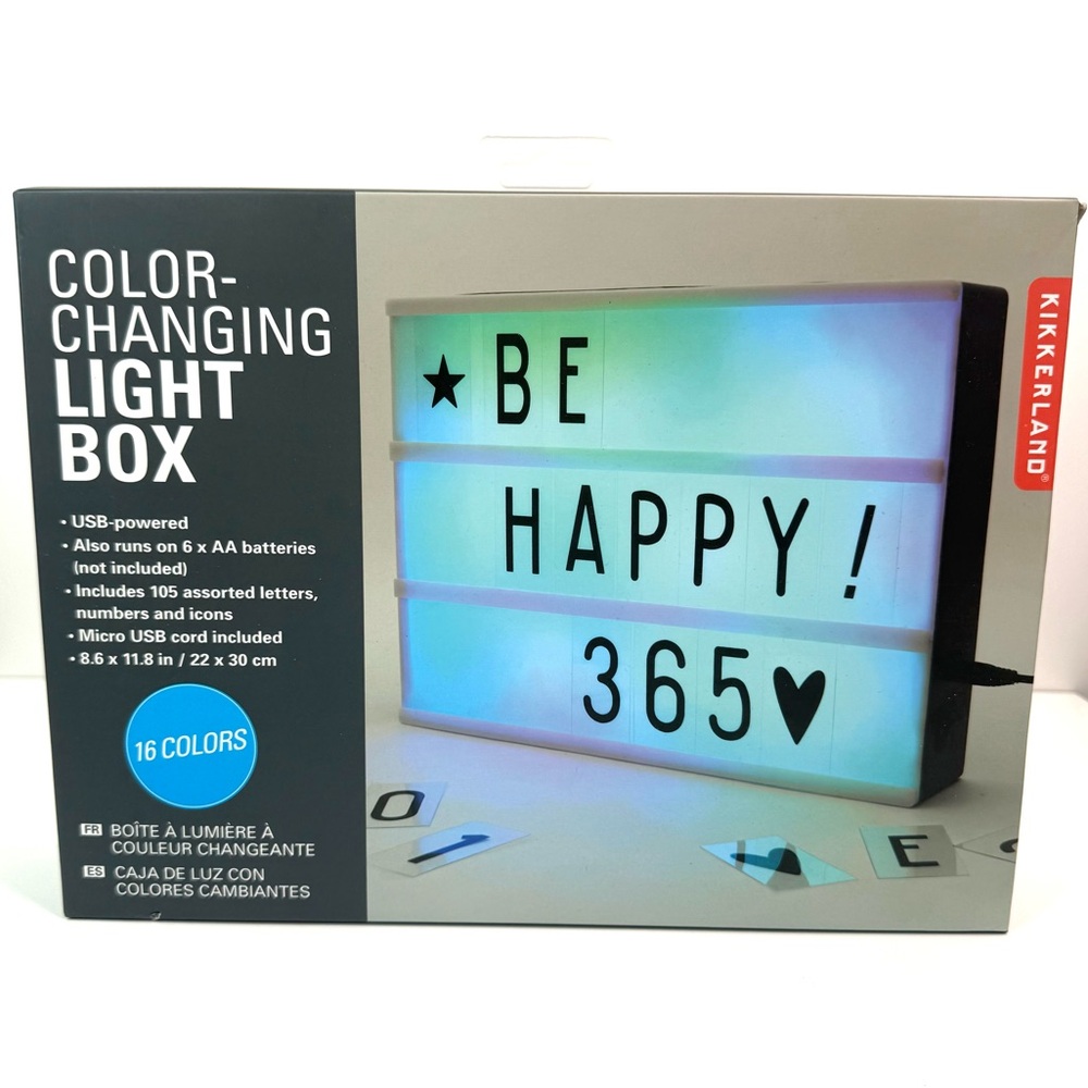 Kikkerland Color Changing Light Letter Message Board Box